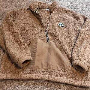 Green Bay Packers Teddy Soft Brown Pullover Large Fleece